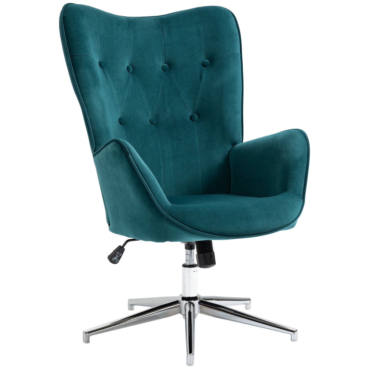 Scaun de Birou Ergonomic din Catifea, Fotoliu Elegant pentru Machiaj sau Living, Înălțime Reglabilă și Bază Metalică, Albastru