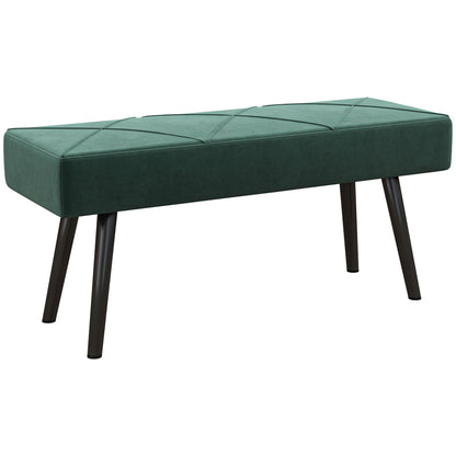 Bancă Tapițată pentru Dormitor, din Catifea și Oțel, 100x36x45 cm, Verde și Negru