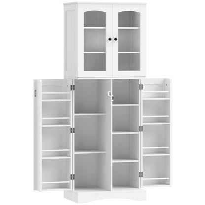 Dulap Bucătărie 162 cm, Credenza, Uși Acrilice Soft-Close, Rafturi, Alb.