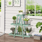 Suport pentru plante din lemn de brad cu 3 niveluri pentru interior si exterior, 76x26x76cm, verde deschis
