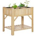 Pat pentru Gradina de Legume Inaltat cu  6 Compartimente, Jardiniera de Exterior Suport Plante din Lemn de Brad, 78.5x58x81cm
