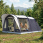 Cort de Camping Tunel pentru 2-4 Persoane, Înălțime 213cm, cu 2 Camere, Cort Familial Impermeabil 3000mm cu Verandă, Ferestre, Buzunare, Cârlig și Geantă de Transport, Bleumarin