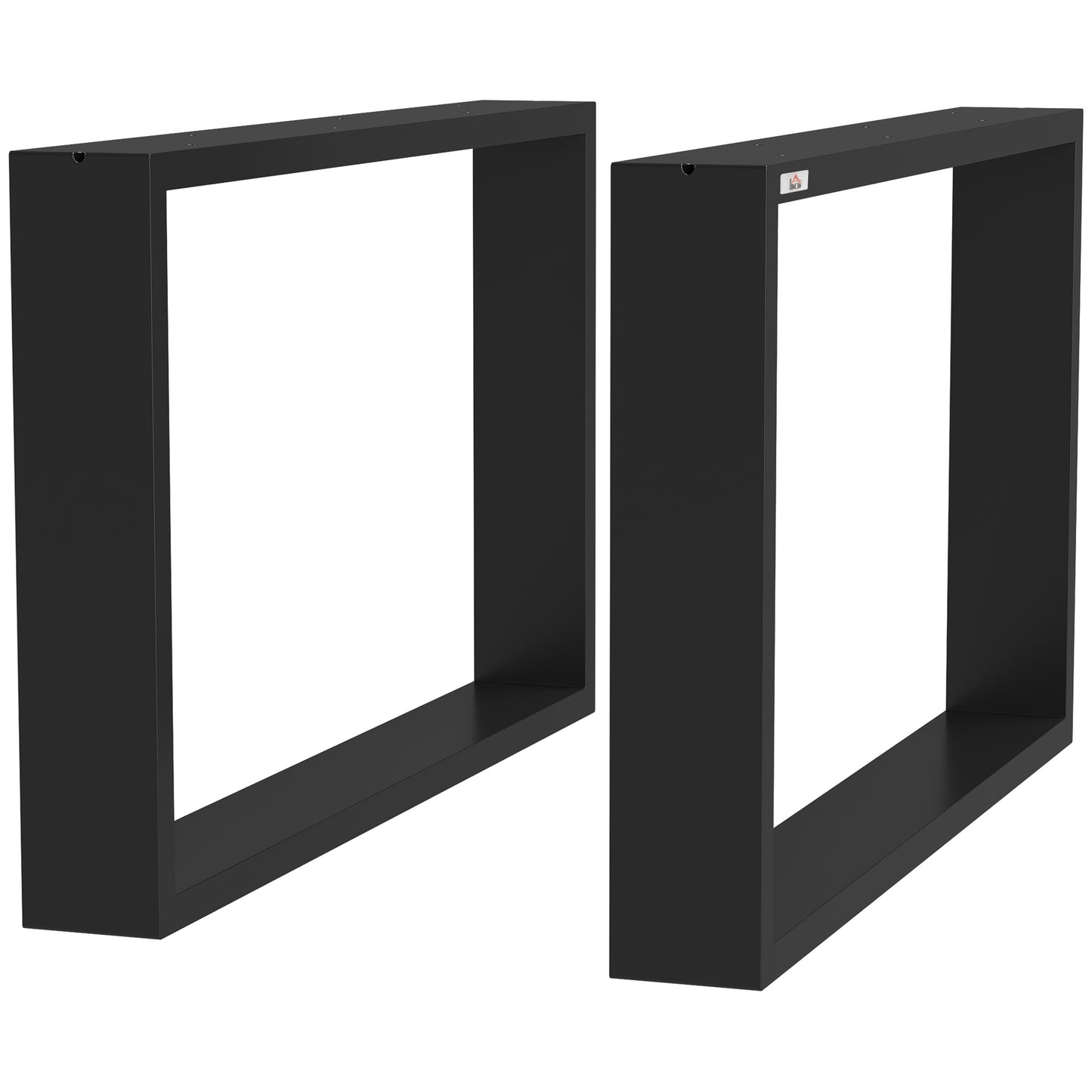 Set 2 Picioare de Masă Dreptunghiulare din Oțel, 60x8x72 cm, Negru
