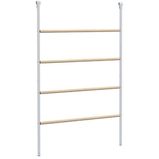 Suport pentru Găini pe 4 Niveluri, Posatoiu din Lemn și Oțel Galvanizat, Scară pentru Coteț, 4-6 Găini, 140x86x2,5 cm, Lemn Natural