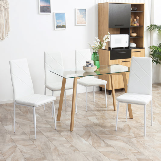 Set de 4 Scaune de Dining, Scaune Moderne pentru Sufragerie și Bucătărie, Piele Ecologică și Picioare din Oțel, Negru