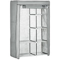 Dulap portabil din otel, PP cu 6 rafturi deschise, 1 cuier si usa cu balamale, 103x43x162,5 cm, gri