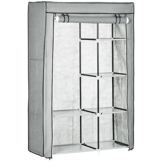 Dulap portabil din otel, PP cu 6 rafturi deschise, 1 cuier si usa cu balamale, 103x43x162,5 cm, gri