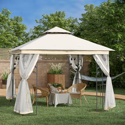 Foisor de Exterior 3x3m cu Plasa pentru Tantari si Cadru din Otel Alb