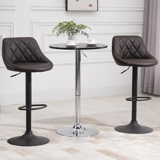 set 2 scaune de bar, reglabile, imitatie de piele maro