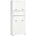 Dulap Baie din PAL Alb cu 2 Dulapioare cu Usi si  2 Rafturi Deschise, Design Anti rasturnare, 80x33.5x190 cm