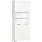 Dulap Baie din PAL Alb cu 2 Dulapioare cu Usi si  2 Rafturi Deschise, Design Anti rasturnare, 80x33.5x190 cm