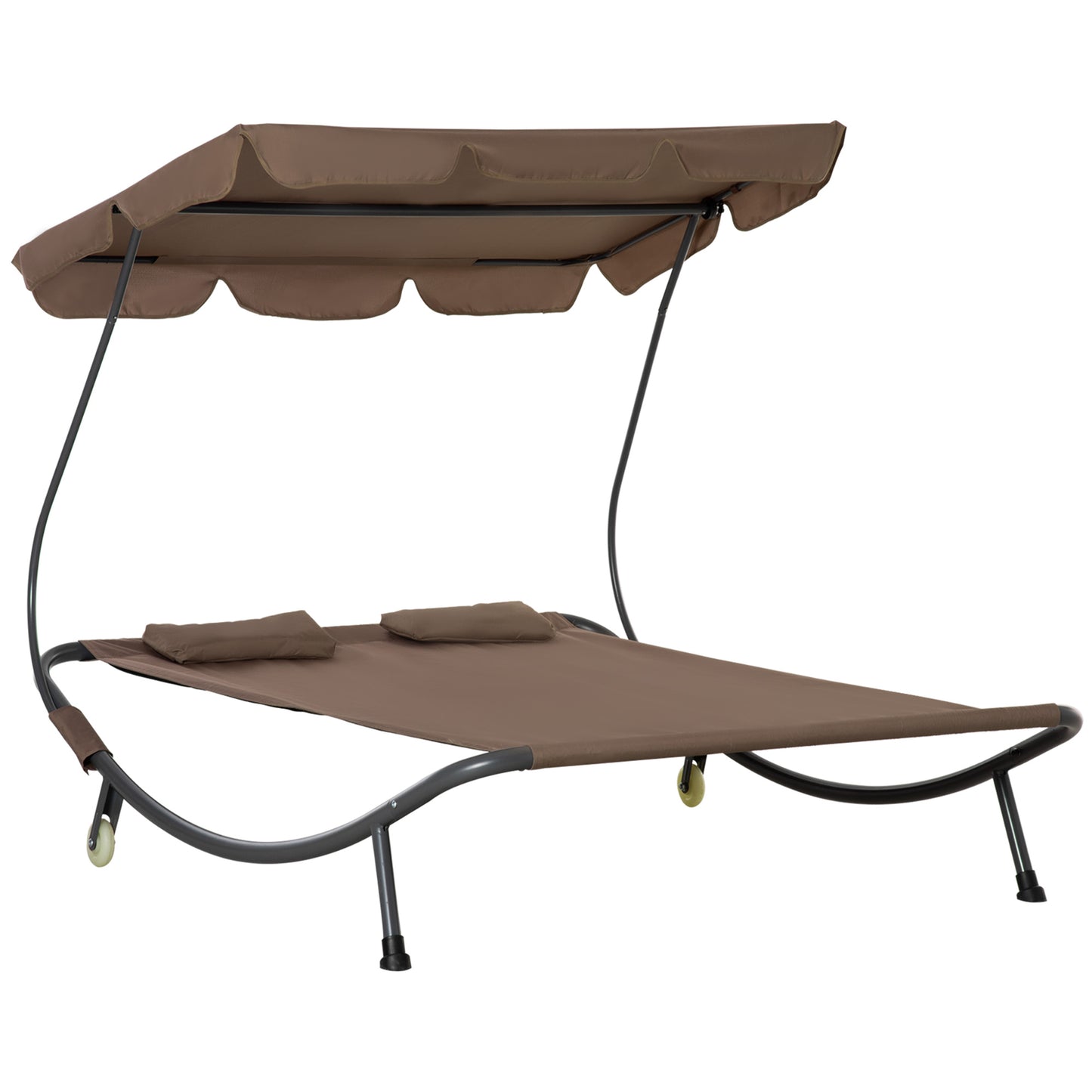 Pat Matrimonial 2 Locuri Parasolar Reglabil de Exterior si Gradina 200x175 x134cm Maro