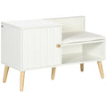 Dulap pentru Pantofi cu Bancă Tapițată și Dulap pentru 4 Perechi de Pantofi, 80x33x49cm, Alb