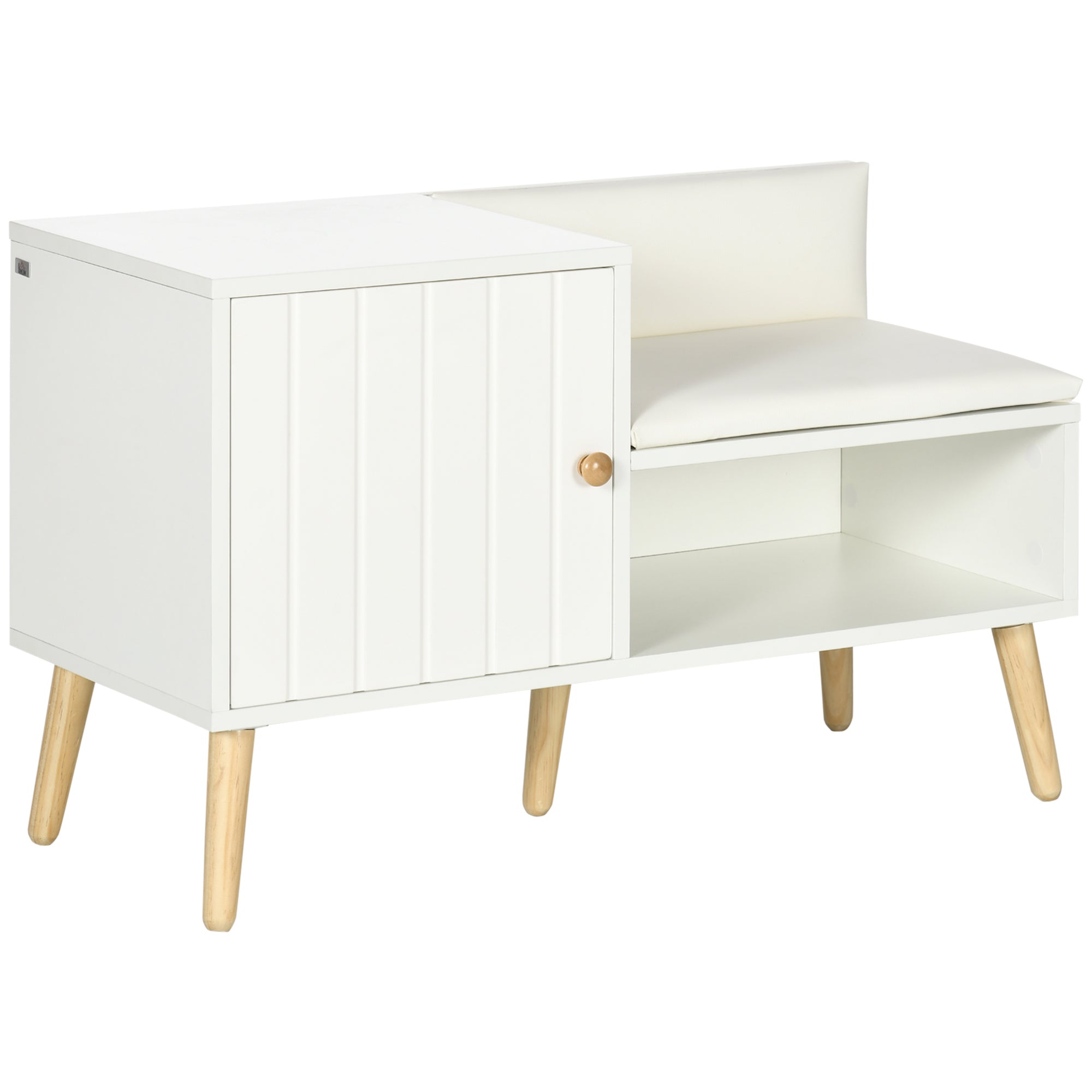 Dulap pentru Pantofi cu Bancă Tapițată și Dulap pentru 4 Perechi de Pantofi, 80x33x49cm, Alb