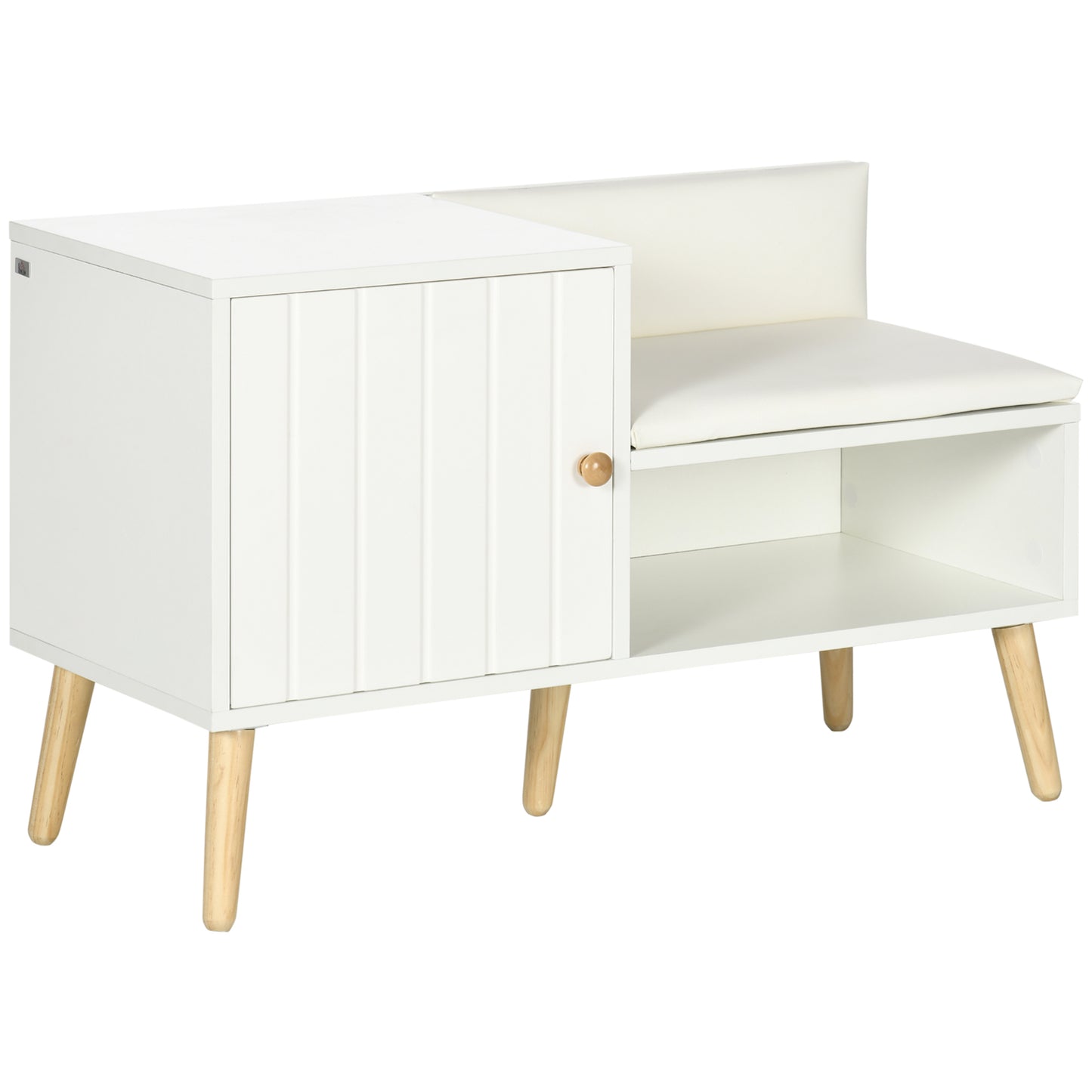 Dulap pentru Pantofi cu Bancă Tapițată și Dulap pentru 4 Perechi de Pantofi, 80x33x49cm, Alb