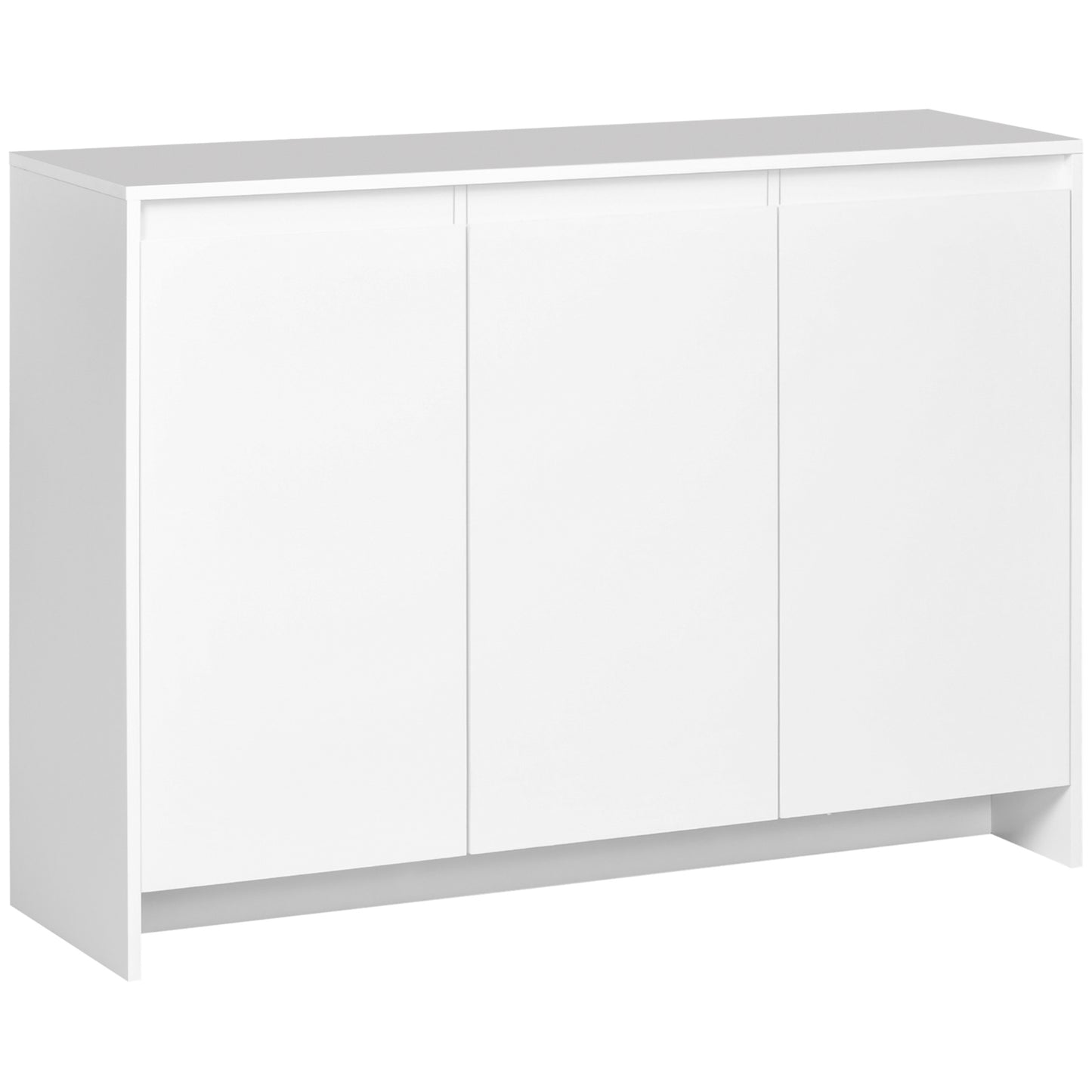 Bufet Modern cu 12 Rafturi Interioare  din PAL pentru Bucatarie, Sufragerie si Hol, 120x35x85 cm, Alb