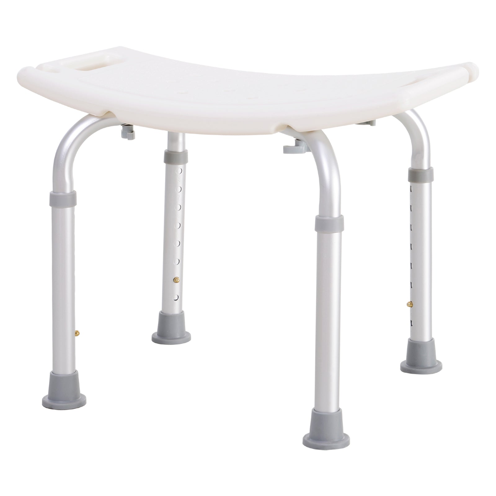 Scaun Baie pentru Duș, Înălțime Reglabilă, Antiderapant, Cadru din Aluminiu, Alb