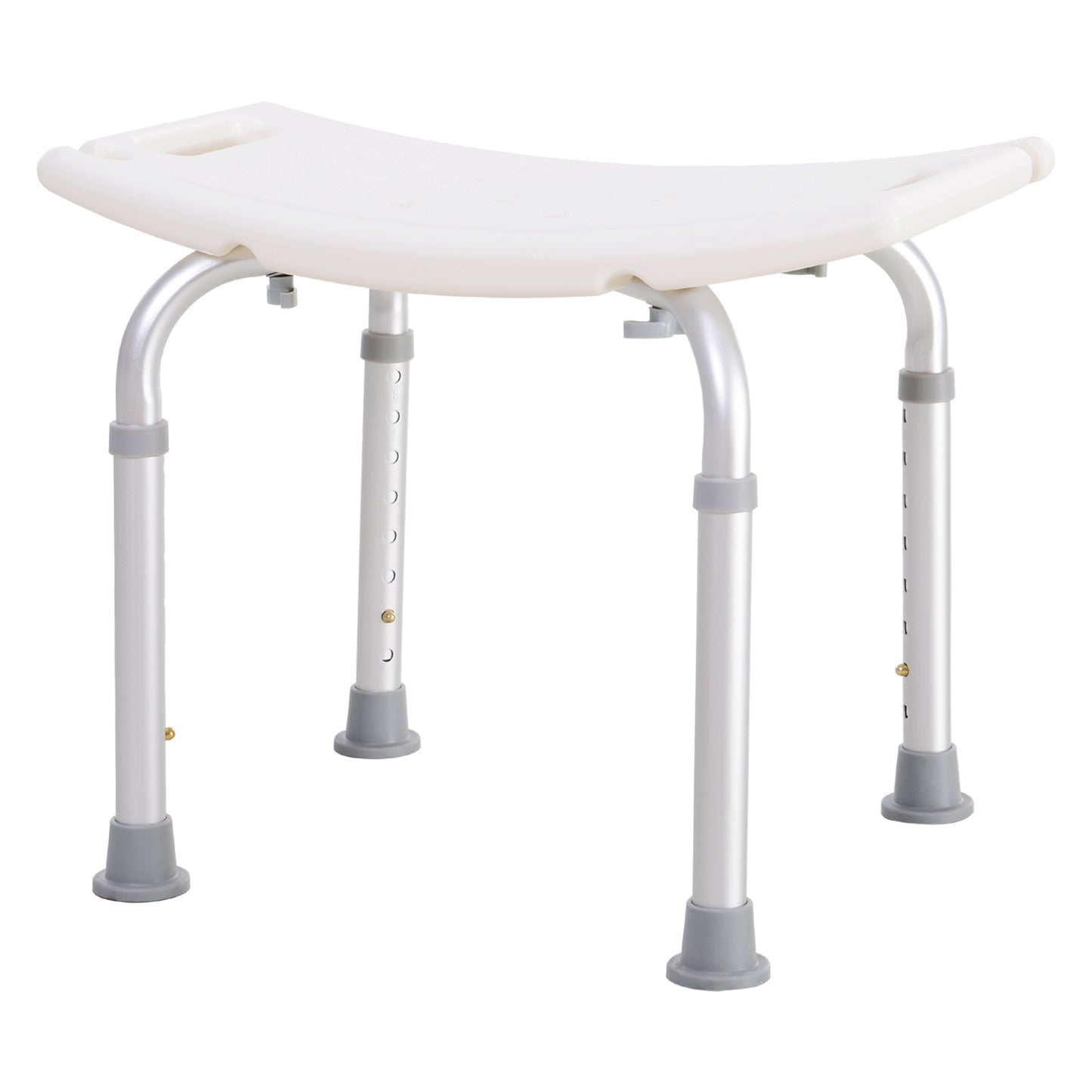 Scaun Baie pentru Duș, Înălțime Reglabilă, Antiderapant, Cadru din Aluminiu, Alb