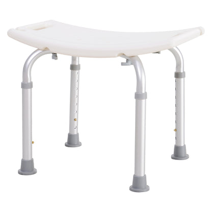 Scaun Baie pentru Duș, Înălțime Reglabilă, Antiderapant, Cadru din Aluminiu, Alb