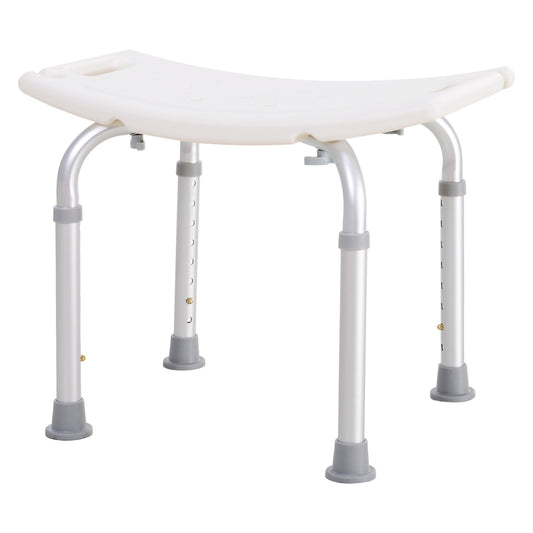Scaun Baie pentru Duș, Înălțime Reglabilă, Antiderapant, Cadru din Aluminiu, Alb