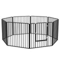 Țarc pentru câini cu 8 panouri modulabile pentru interior și exterior, din oțel, 164x164x60 cm, negru