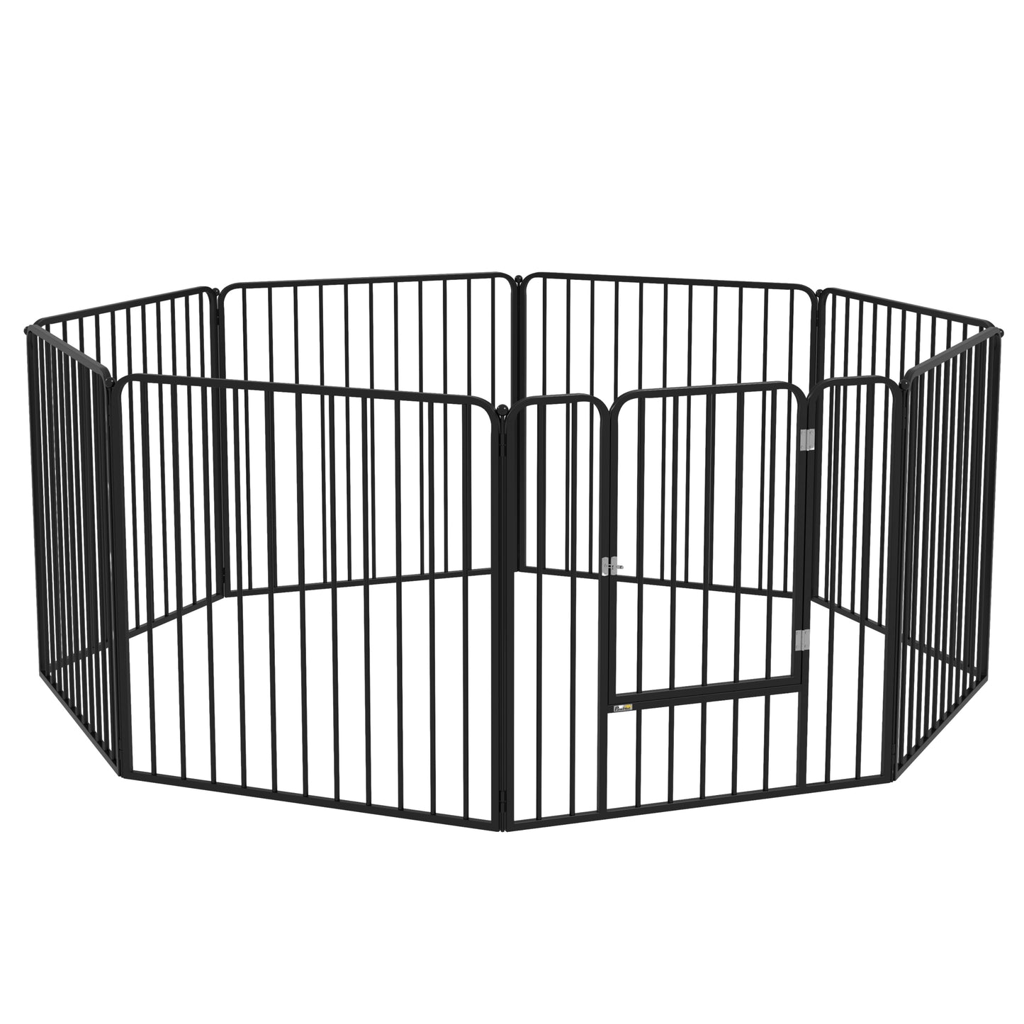 Țarc pentru câini cu 8 panouri modulabile pentru interior și exterior, din oțel, 164x164x60 cm, negru