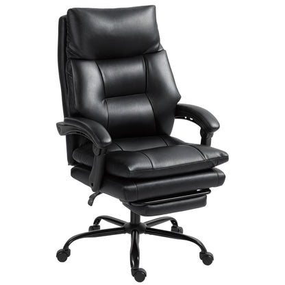 Scaun de Birou Reglabil pe Înălțime și Reclinabil până la 135°, din Piele PU Neagră, 65x76x113-121 cm