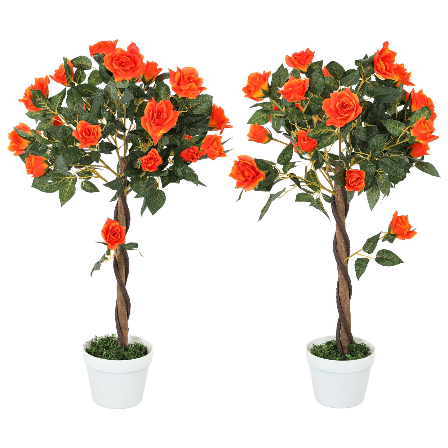 Plantă Artificială de Trandafir cu 21 de Flori Ø18x90 cm Portocaliu cu Vas