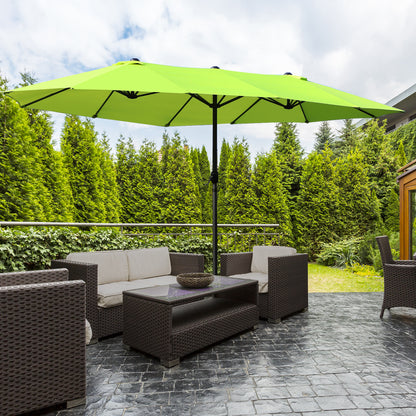 Umbrela Dubla de Gradina cu Deschidere cu manivela, Otel si Poliester, 460x270x240cm, verde