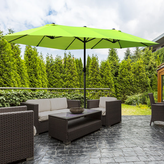 Umbrela Dubla de Gradina cu Deschidere cu manivela, Otel si Poliester, 460x270x240cm, verde