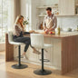 Set 2 Scaune de Bar Reglabile cu Suport pentru Picioare, din Piele PU și Oțel, 39,5x44x88-110 cm, Crem