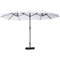 Umbrelă Dublă cu 12 Spițe, Bază în Cruce și Manivelă, din Oțel și Poliester, 455x265x238 cm, Bej