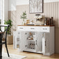 Bufet Bucătărie Rustic, Bufet cu Uși Soft-Close, 3 Sertare, 3 Rafturi Reglabile, Portaspecii, PAL, MDF, Alb