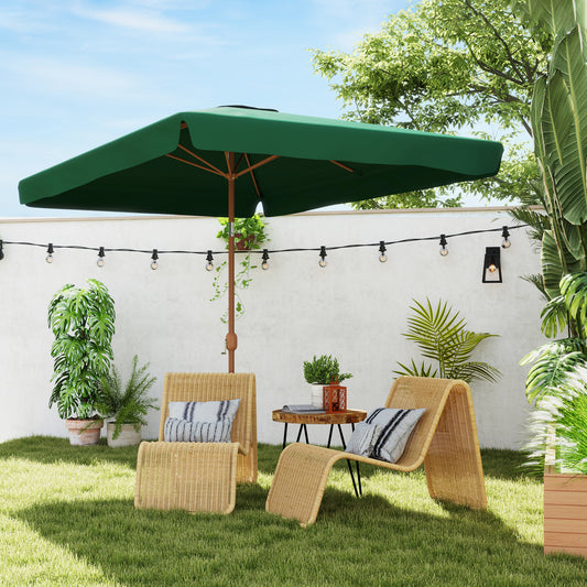 Umbrelă de Grădină 2x3 m cu Deschidere cu Manivelă, Înclinabilă și Anti-UV 50+, Verde