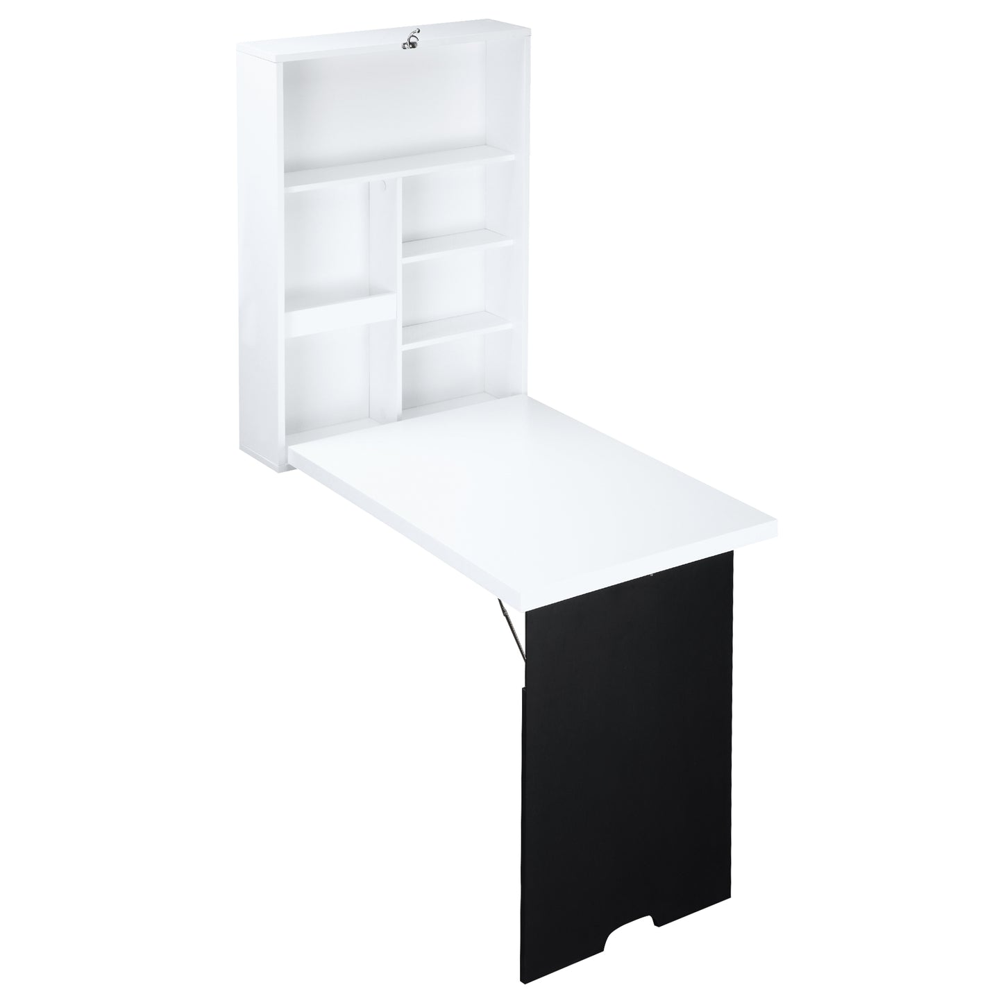 Birou Pliabil de Perete pentru Economie Spațiu, Masă Rabatabilă cu Tablă Albă și Neagră pentru Scris, 60x88.5x146.5cm