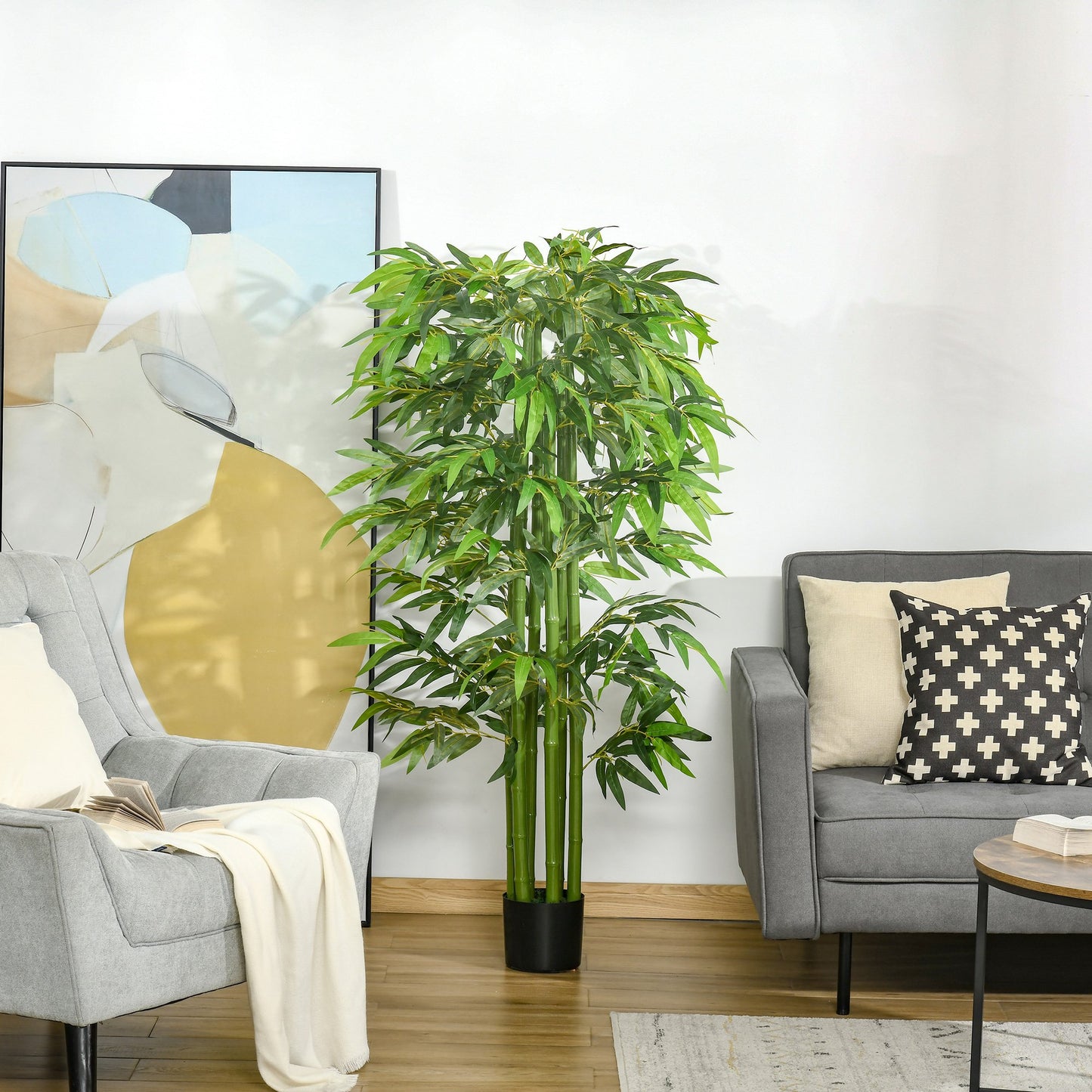 planta artificiala de bambus, cu ghiveci, 160cm, verde