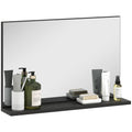 Oglindă de Baie de Perete Modernă cu Raft 60x12x40 cm Negru