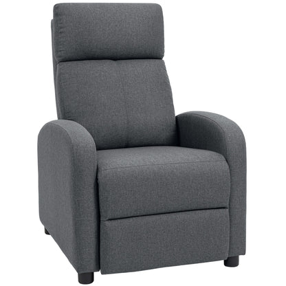 Fotoliu Relax Capitovat și Reclinabil la 135° cu Suport pentru Picioare din Material Textil, 69x87x100,5 cm, Gri
