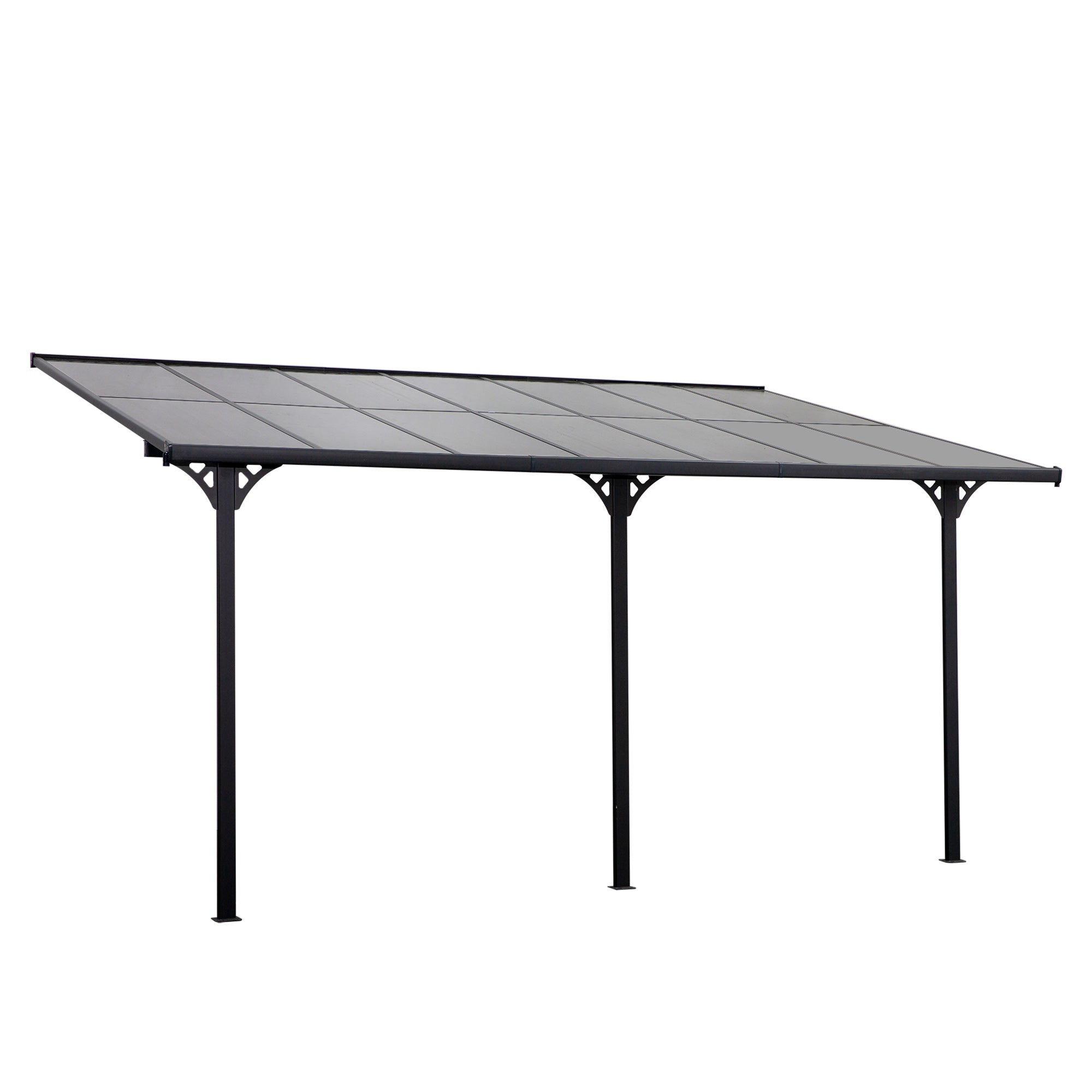 Pergola montata pentru gradina din policarbonat si aluminiu, montare reglabila, gri