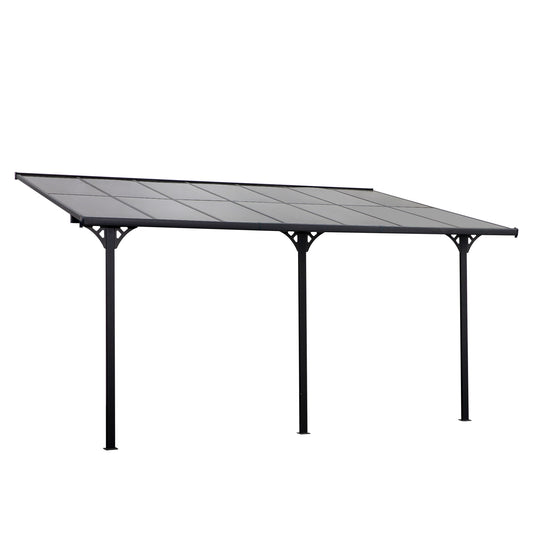 Pergola montata pentru gradina din policarbonat si aluminiu, montare reglabila, gri