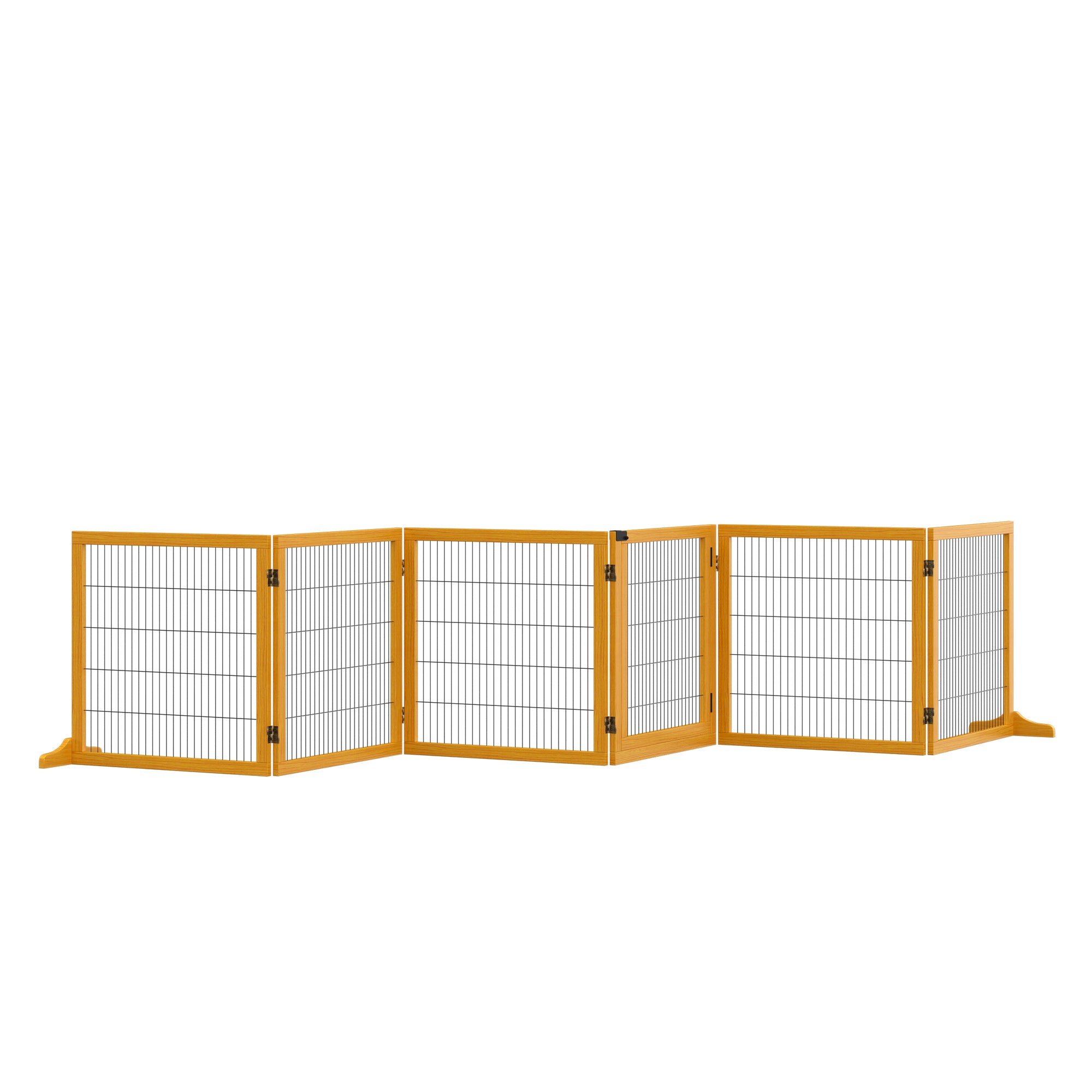 Gard Caini – 6 Panouri Pliabile din Lemn & Otel 432×36×70 cm