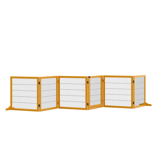 Gard Caini – 6 Panouri Pliabile din Lemn & Otel 432×36×70 cm