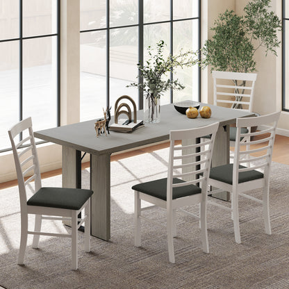 Masă de Dining în Stil Industrial pentru maximum 8 persoane, din lemn și oțel, 180x80x75 cm, gri