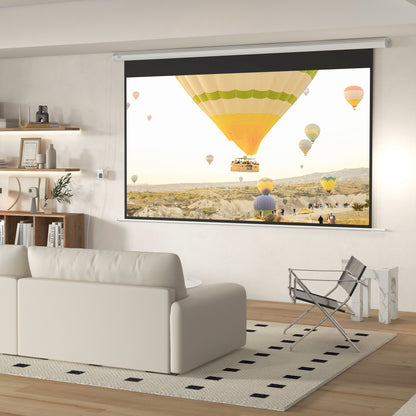 Ecran de Proiecție Motorizat 120" 16:9 cu Telecomandă, Montare pe Perete și Tavan, Alb