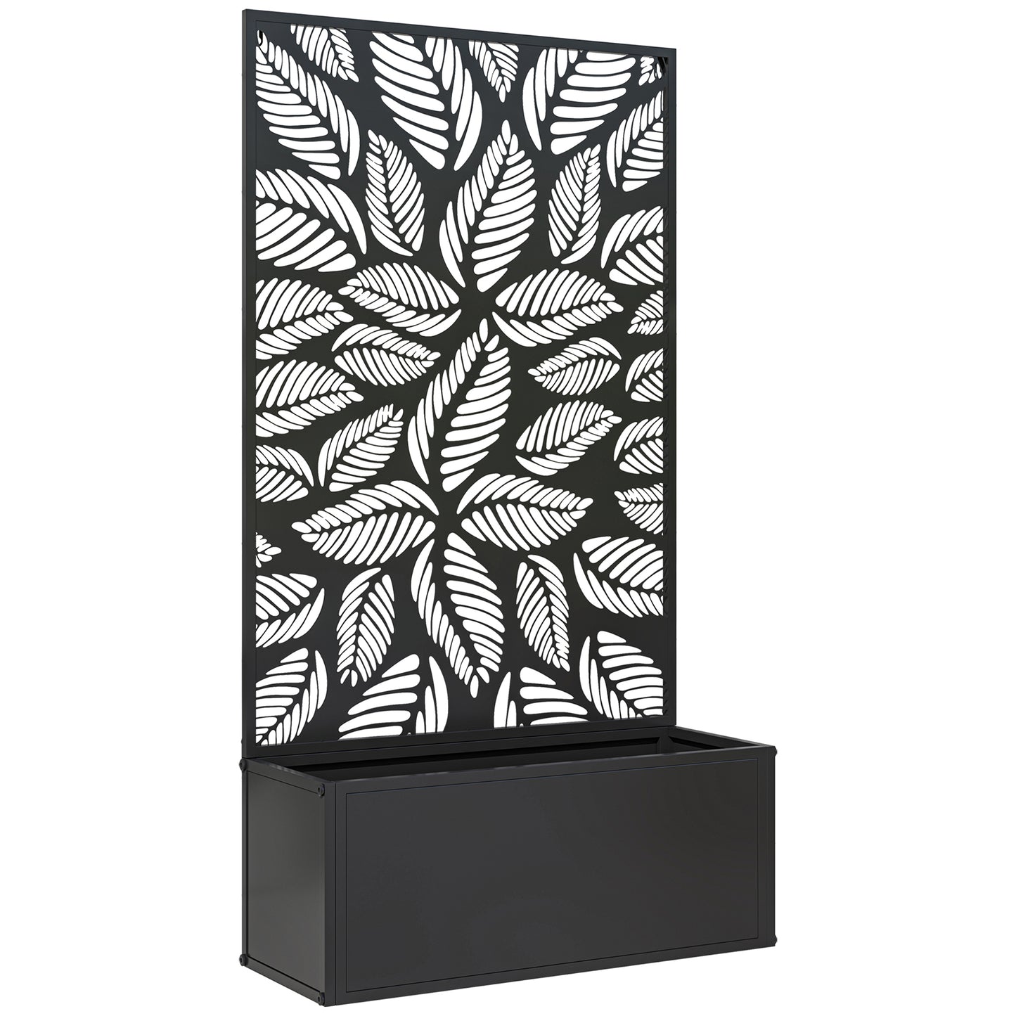 Jardinieră Ridicată cu Spalier Decorativ pentru Plante Cățărătoare, de Podea sau de Perete, 61x23x113 cm, Negru