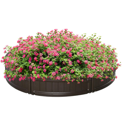 Pat de gradina inaltat din HDPE, jardiniera de exterior rotund, Φ123x21cm, maro