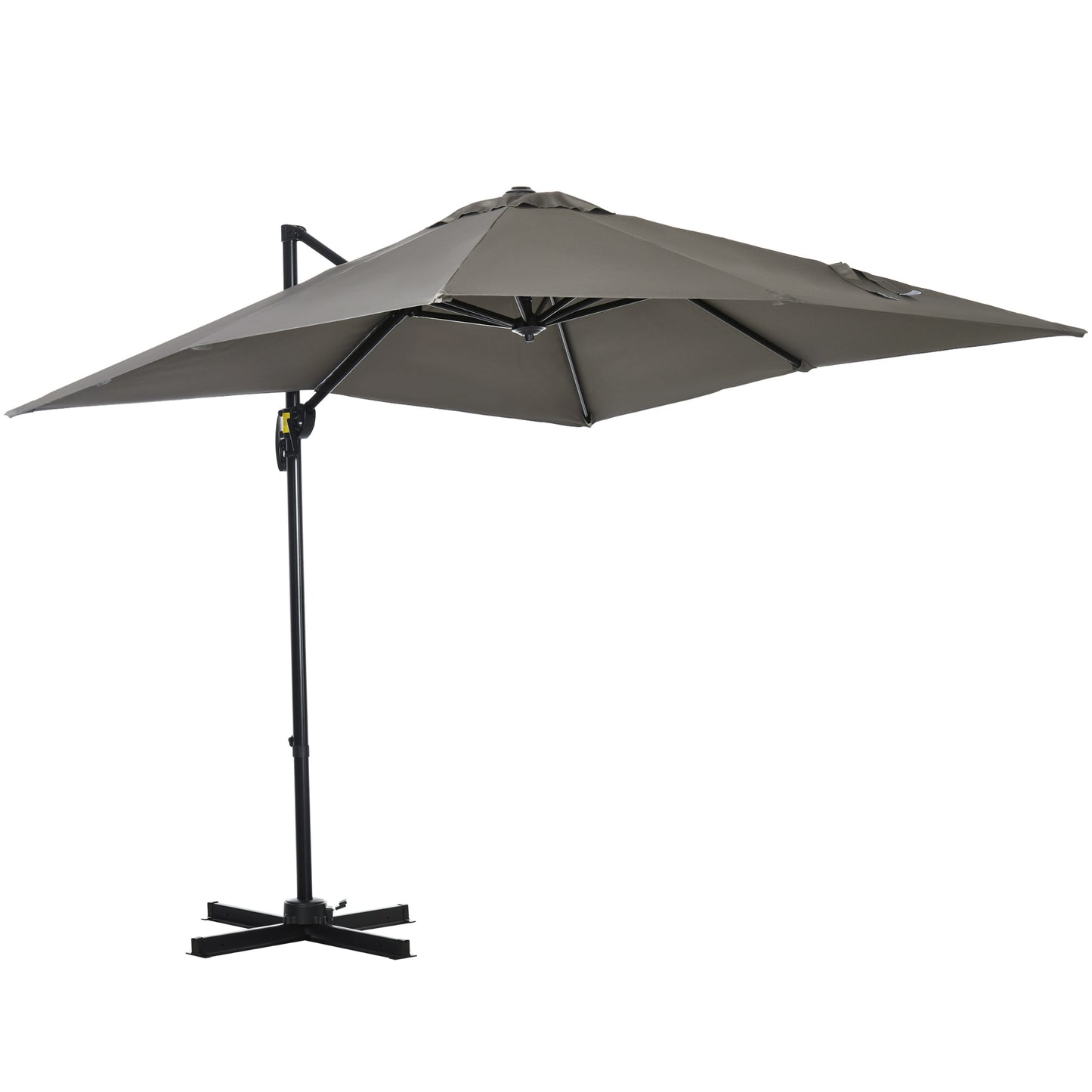 Umbrelă de grădină cu manivelă 2,5x2,5 m, cu rotație 360° și parasolar reglabil, gri deschis