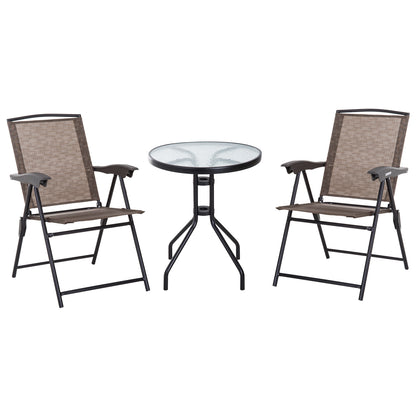Set de mobilier pentru gradina cu masa din sticla securizata, maro