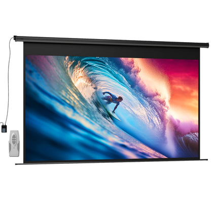 Ecran pentru Proiector 120" 16:9 Motorizat cu Telecomandă, Fixare pe Perete și Tavan, Negru
