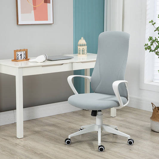Scaun de birou ergonomic si tapitat, cu inaltime reglabila si functie de inclinare, 62x56x110-119.5 cm, gri